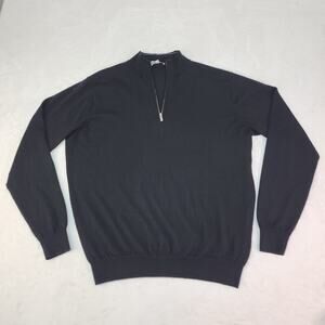 Peter Millar Merino Wool Quarter Zip Sweater Mens Large Black Luxury Pullover